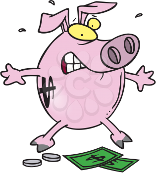 Royalty Free Clipart Image of a Piggy Bank and Money