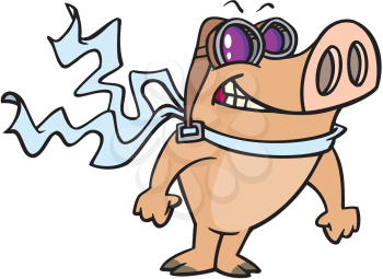 Royalty Free Clipart Image of a Pig Pilot