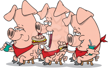 Royalty Free Clipart Image of Three Pigs