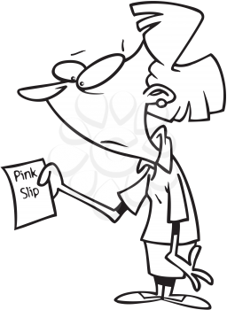 Royalty Free Clipart Image of a Woman With a Pink Slip