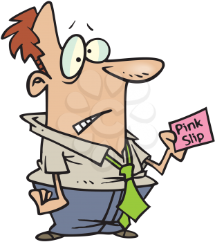 Royalty Free Clipart Image of a Man Holding a Pink Slip