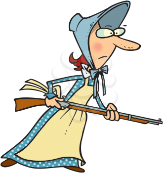 Royalty Free Clipart Image of a Pioneer Woman With a Rifle