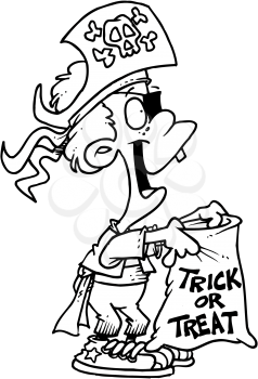 Royalty Free Clipart Image of a Boy With a Trick-or-Treat Bag