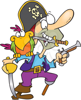 Royalty Free Clipart Image of a Goofy Pirate