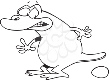 Royalty Free Clipart Image of a Platypus Laying an Egg