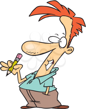 Royalty Free Clipart Image of a Man With a Pencil