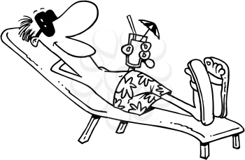 Royalty Free Clipart Image of a Guy on a Lounger
