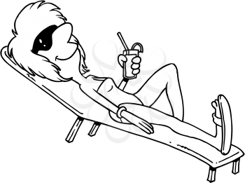 Royalty Free Clipart Image of a Woman on a Lounger