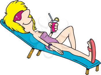 Royalty Free Clipart Image of a Woman on a Lounger