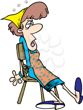 Royalty Free Clipart Image of a Tired Woman