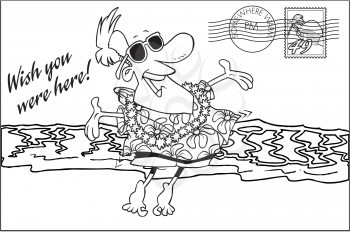 Royalty Free Clipart Image of a Postcard