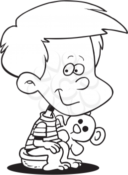 Royalty Free Clipart Image of a Child Sitting on the Potty