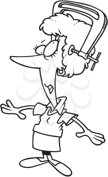 Royalty Free Clipart Image of a Woman With a Vice on Her Head