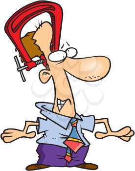Royalty Free Clipart Image of a Man With a Vice on His Head
