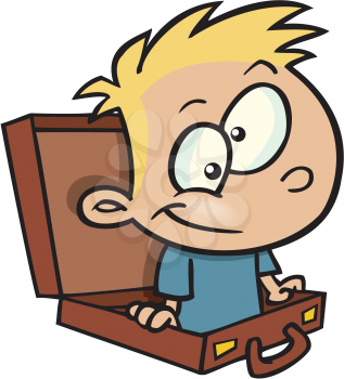 Royalty Free Clipart Image of a Child in a Suitcase