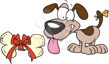 Royalty Free Clipart Image of a Dog With a Bone