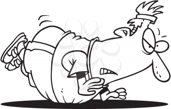 Royalty Free Clipart Image of an Overweight Man Doing a Pushup