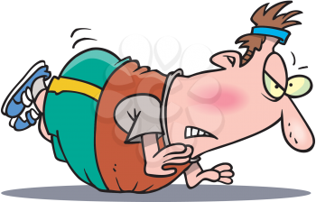 Royalty Free Clipart Image of an Overweight Man Doing Pushups