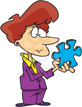 Royalty Free Clipart Image of a Woman With a Puzzle Piece