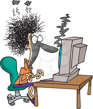 Royalty Free Clipart Image of a Blown Up Computer