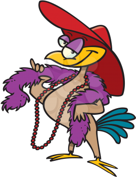 Royalty Free Clipart Image of a Chicken in a Red Hat