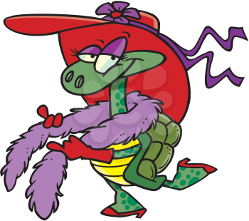 Royalty Free Clipart Image of a Turtle in a Red Hat