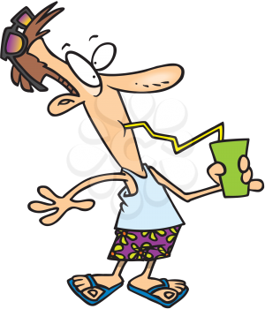 Royalty Free Clipart Image of a Man Taking a Drink Through a Straw
