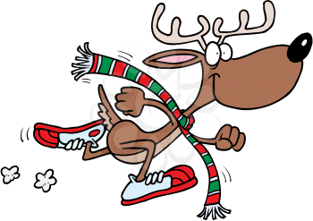 Royalty Free Clipart Image of a Reindeer in Sneakers