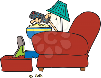 Royalty Free Clipart Image of a Person Holding a Remote