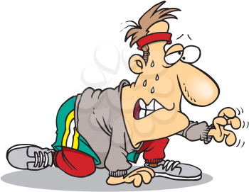Royalty Free Clipart Image of a Man Tired From Exercising