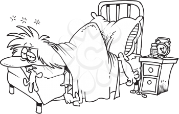 Royalty Free Clipart Image of a Woman Having Trouble Sleeping