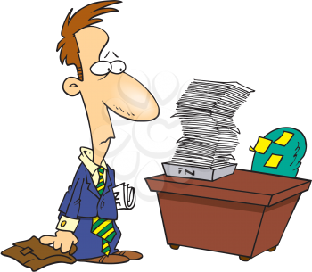 Royalty Free Clipart Image of a Man Looking at a Full In-Box