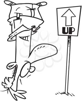 Royalty Free Clipart Image of an Upside Down Man