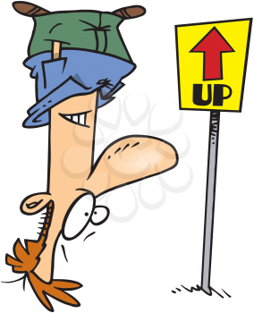 Royalty Free Clipart Image of an Upside Down Man
