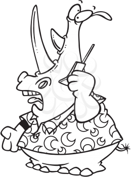 Royalty Free Clipart Image of a Rhinoceros Talking on the Phone