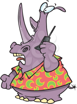 Royalty Free Clipart Image of a Rhinoceros Talking on the Phone