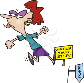 Royalty Free Clipart Image of a Woman Coming to a Step and Looking the Other Way