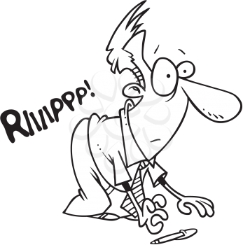 Royalty Free Clipart Image of a Man Ripping His Pants