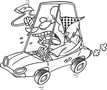 Royalty Free Clipart Image of an Angry Woman in a Car
