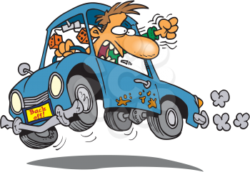 Royalty Free Clipart Image of an Angry Driver