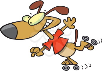 Royalty Free Clipart Image of a Roller Skating Dog
