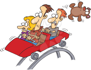 Royalty Free Clipart Image of People on a Roller Coaster