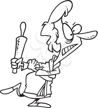 Royalty Free Clipart Image of a Woman With a Rolling Pin
