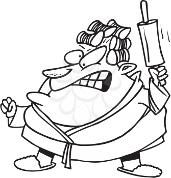 Royalty Free Clipart Image of a Woman With a Rolling Pin