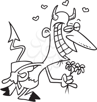 Royalty Free Clipart Image of a Romantic Devil