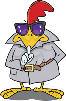 Royalty Free Clipart Image of a Rooster in a Trench Coat