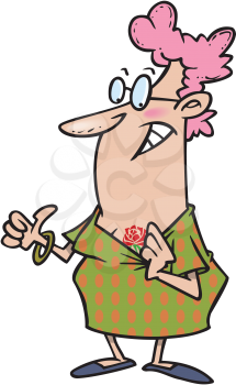 Royalty Free Clipart Image of a Woman Showing a Tattoo