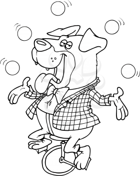 Royalty Free Clipart Image of a Juggling Dog