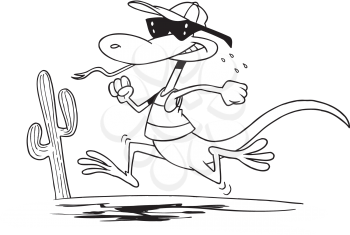 Royalty Free Clipart Image of a Lizard Running in the Desert