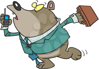Royalty Free Clipart Image of a Rushed Bear